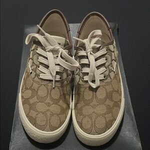 Coach Beige Monogram Sneakers